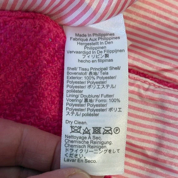 J.Crew Womens Pink Textured Tweed Blazer Size 10 Gold Button Preppy Academia